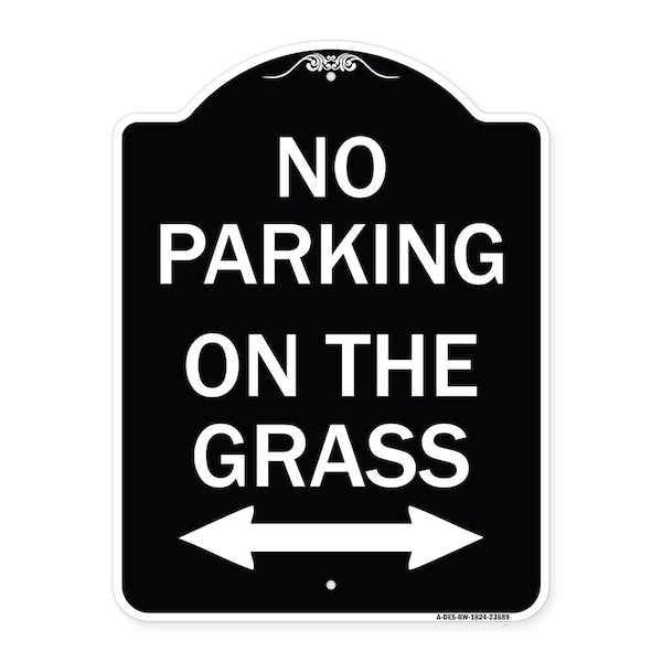 Signmission No Parking on Grass W/ Bidirectional Arrow Heavy-Gauge Aluminum Sign, 24" x 18", BW-1824-23689 A-DES-BW-1824-23689 - main